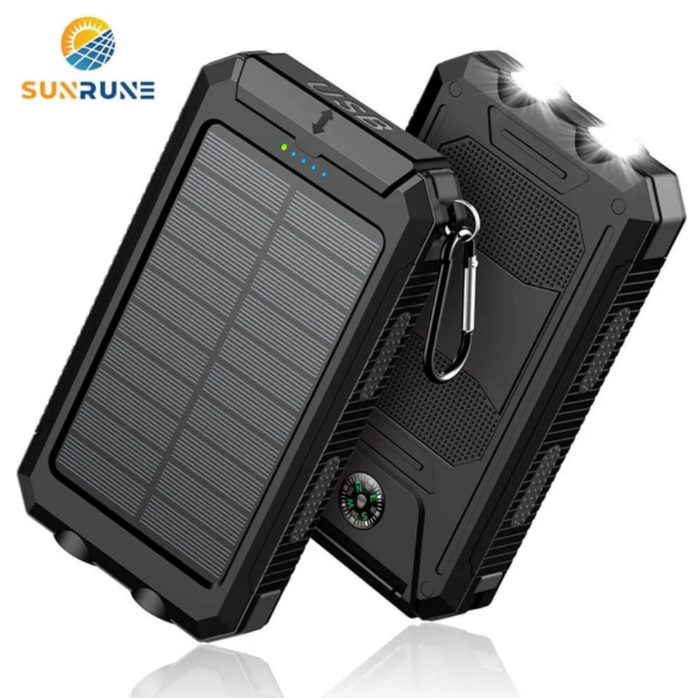 20000mAh Solarpanel Wireless Power Bank externe Batterie mit 4 USB-Anschlüsse