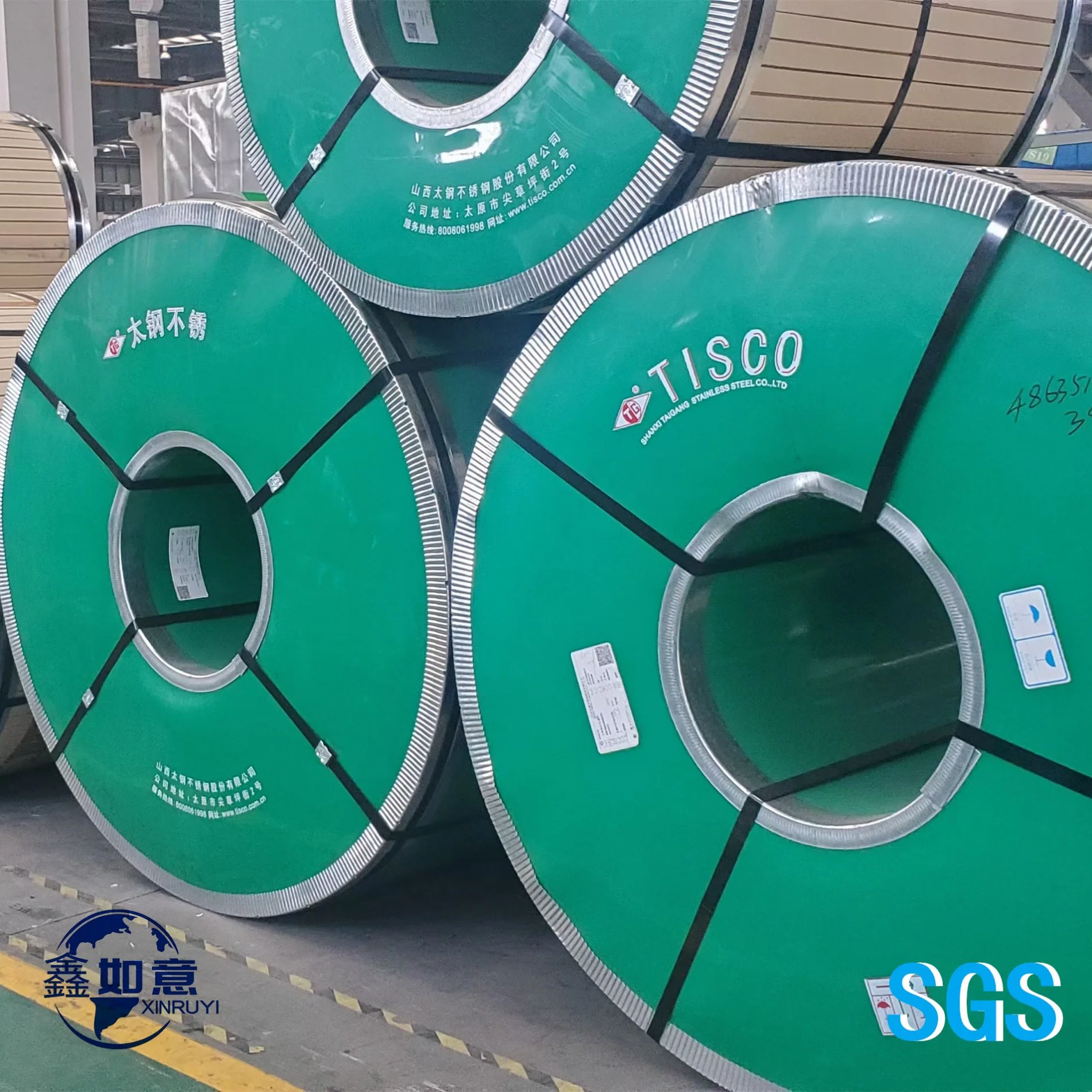 S30400 S30403 S30908 S31008 superficie perforada con revestimiento de color verde exportado A Canada Thickness 1,5-2,0mm bobinas de acero inoxidable para almacenamiento en frío Servicios