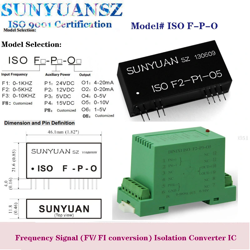 3kvdc Isolation Fv/Fi Frequency Signal to DC Current/Voltage Signal Converter Transmitter