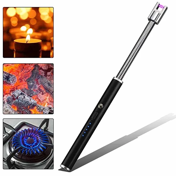 Creative Long Electric Candle Lighter USB Arc Lighter with LED Battery Indicator