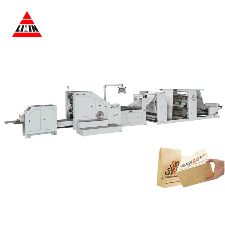 Remarkable and Certified Lsb-450 with Multicolor Printing Lst41100 Large Sized Roll Fed Square Bottom Paper Bag Making Machine From China with Die Cut Handles.