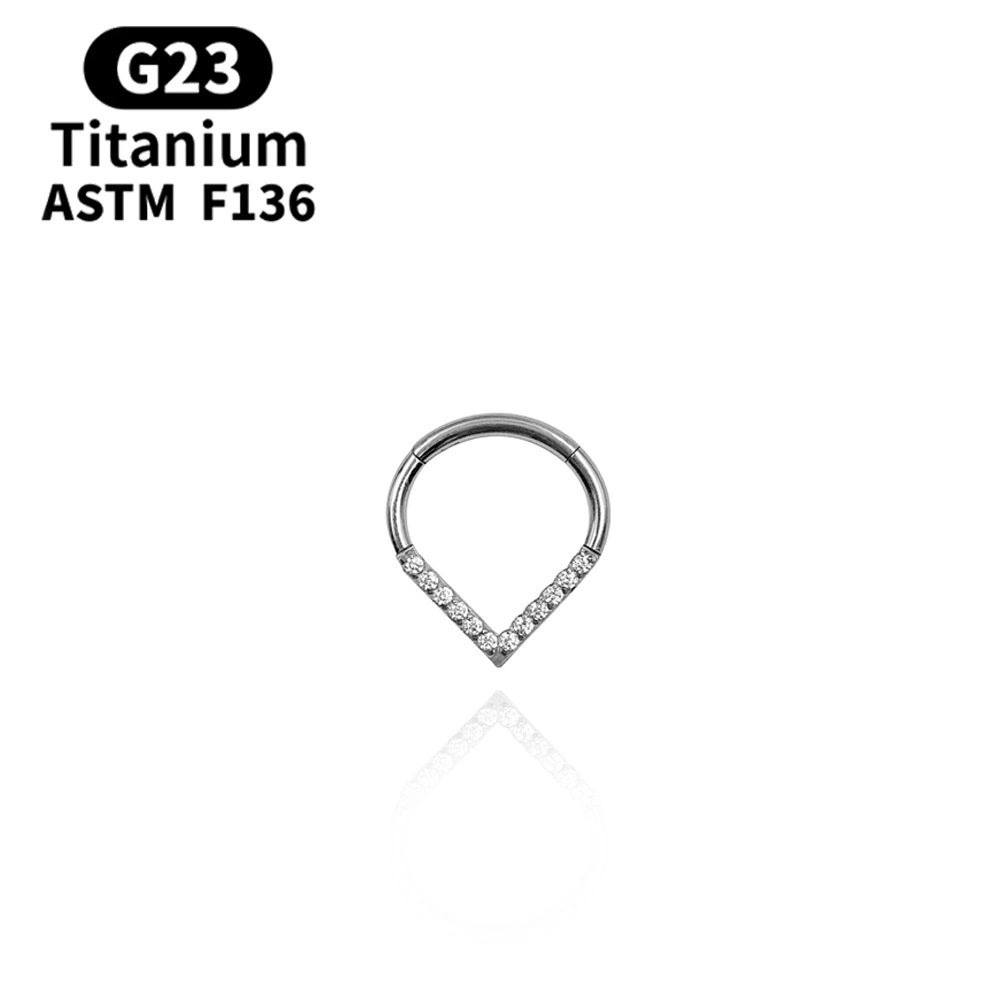 Nouveau G23 Titanium Piercing bijoux Cristaux de réglage de la conception de l'anneau de nez coeur Body Piercing bijoux