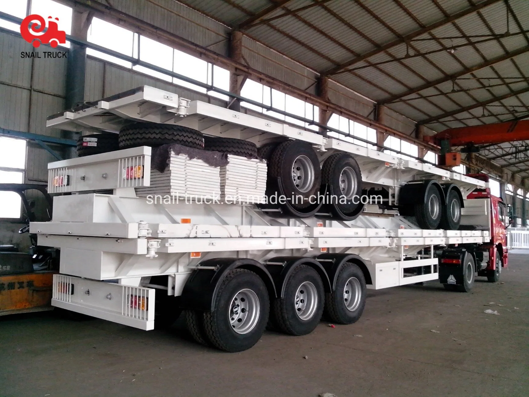 40FT Cheap Shipping Flat Bed Semi Trailers Used Flatbed Container Trailer for Sale