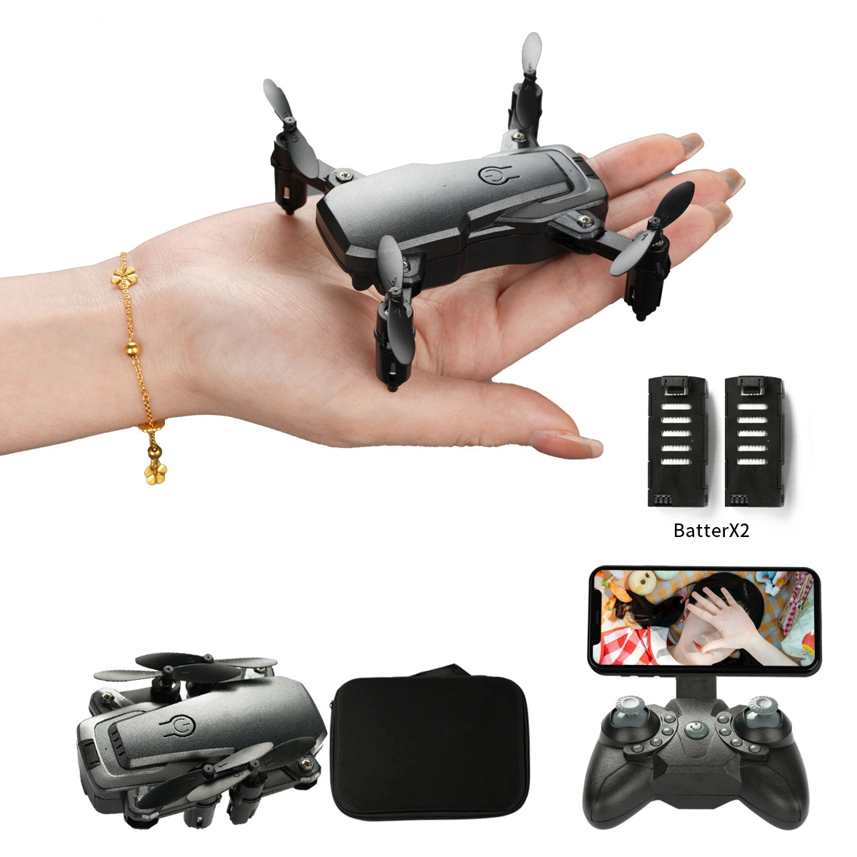 480p Cámara plegable Wi-Fi batería doble RC Drone Toys Mini El dron