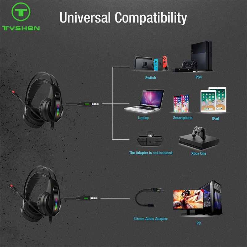 High-End RGB Gaming Headset, Compatible with Computer/Laptop/Cellphone/PS 4/xBox Slim/Switch