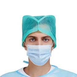 Wholesale Surgeon Caps Disposable Non Woven Green Surgical Doctor Cap for Hospital