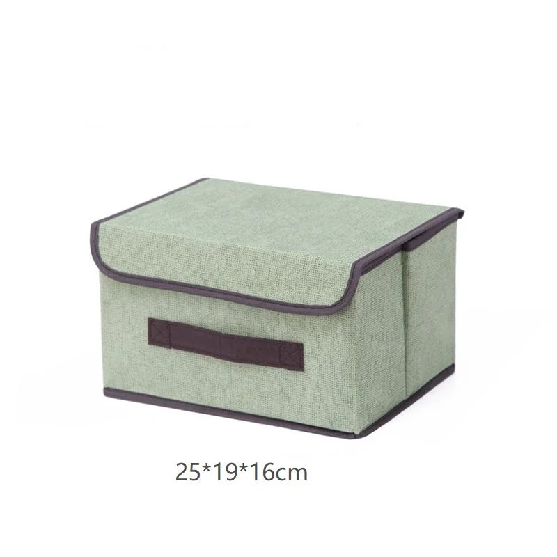 Folding Imitation Linen Non-Woven Fabric Storage Box with Cover