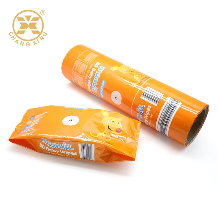 Custom Glossy Finish Plastic Laminated Wet Tissue Package Wrapper Pet/PE Automatic Roll Film