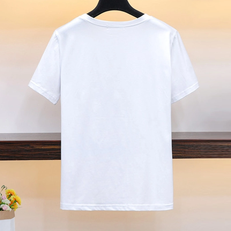 2021 Fashion Women Embroidered Flower Cotton Top Short Sleeves of Ladies Blouse