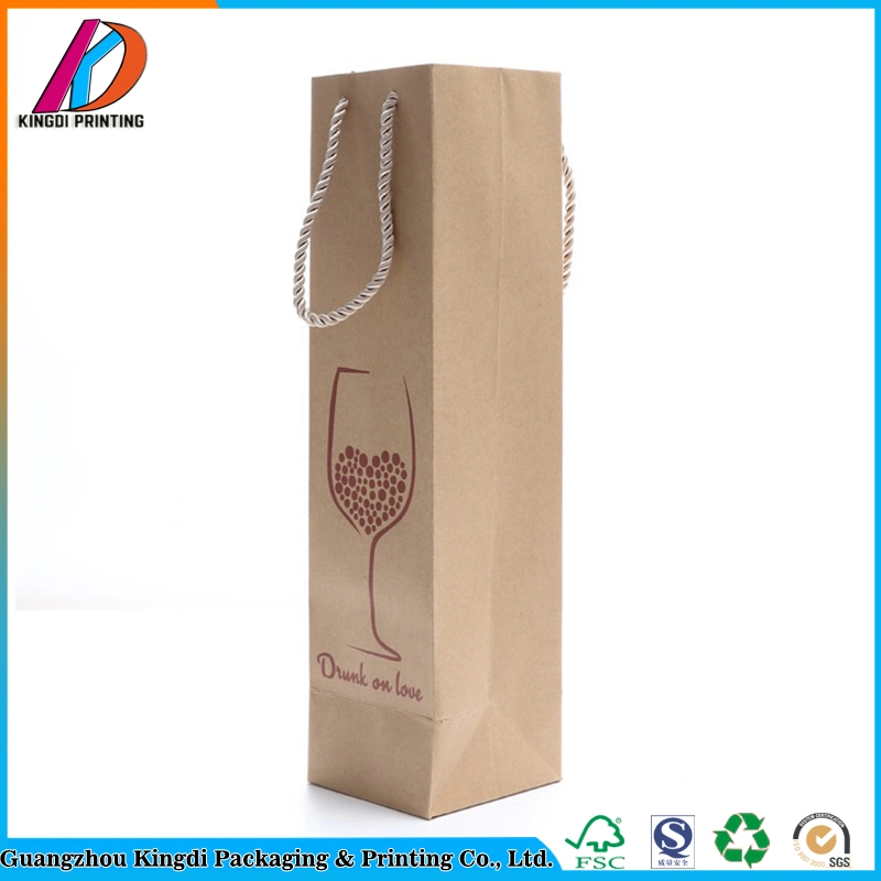 Gold Stamping Logo Paper Wine Bag with Matt Lamination