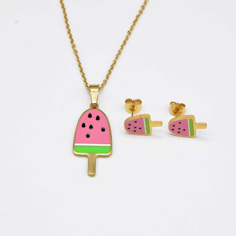 2023 Original Design Cute Ice Cream Series Necklace and Earrings Jewelry Set