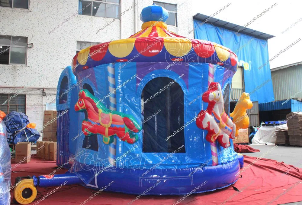 شريحة Combo قابلة للنفخ Carnival Carousel Carousel Design للأطفال Amusement Park Bounccy Castle Jumping House Inflabtable Bouncers