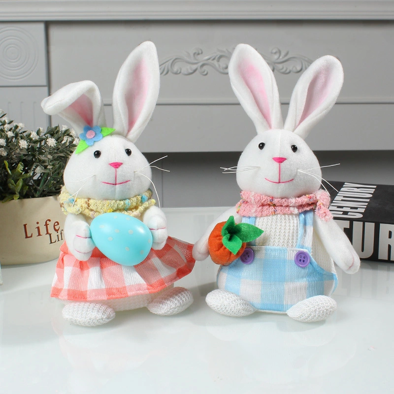 Páscoa Standing Rabbit brinquedos Cartoon cute Report Egg radish Luminous Ornaments do Desktop do coelho