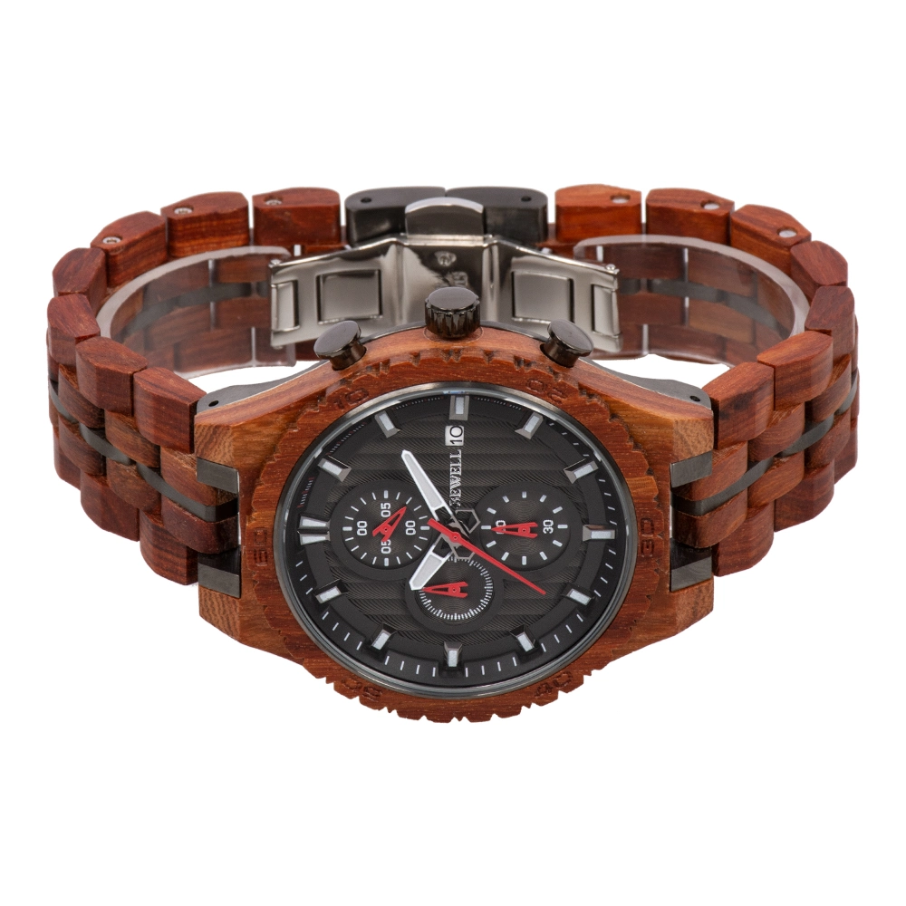 Bewell Fashion Gift Classic Sport Real Wood Stainless Steel Water Resistant Man Wrist Wood Watch