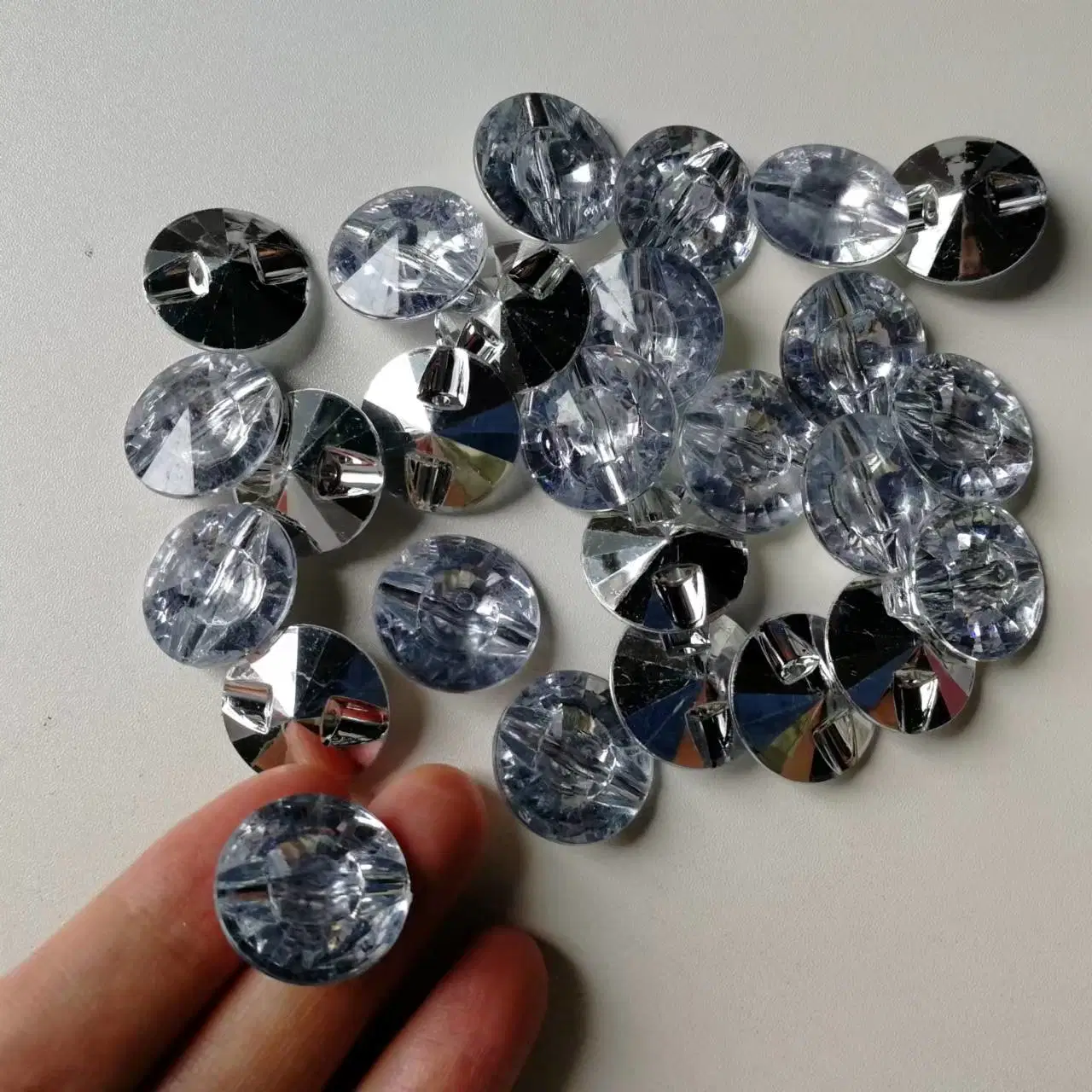 Plastic Crystal, Faux Diamond Round Buttons, Many Sizes 8 mm up to 25 mm