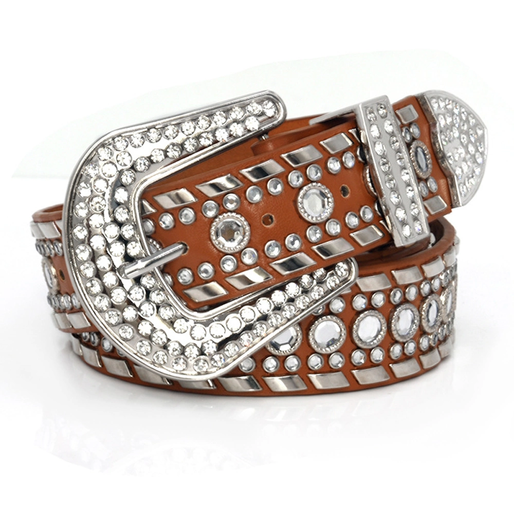 Nuevo diseño Punk Belt Metal Studded Wholesale Full Grain genuino Cinturón de cuero