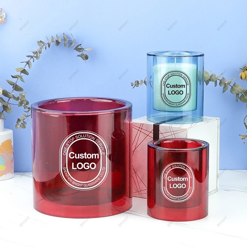 High Borosilicate Double Wall Candle Jar with Candle Wax Home Decoration Scented Candle Luxury