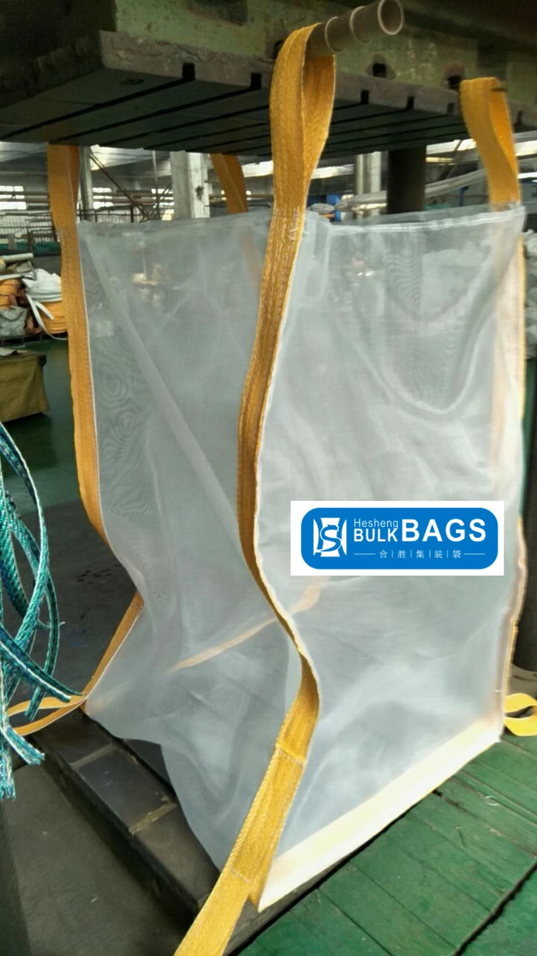 Hesheng 1000kgs Bois de chauffage Big Bag Super Sack respirable en filet PP Sac géant