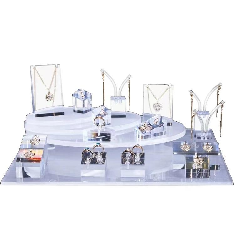 Whole Set of Acrylic Jewelry Display Stand Necklace Ring Earrings Rack