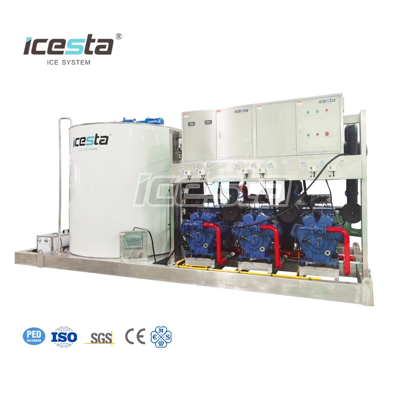 Icesta Customized Energy-Saving High Productivity Long Service Life 15 20 25 30 Ton Stainless Steel Industrial Flake Ice Machine