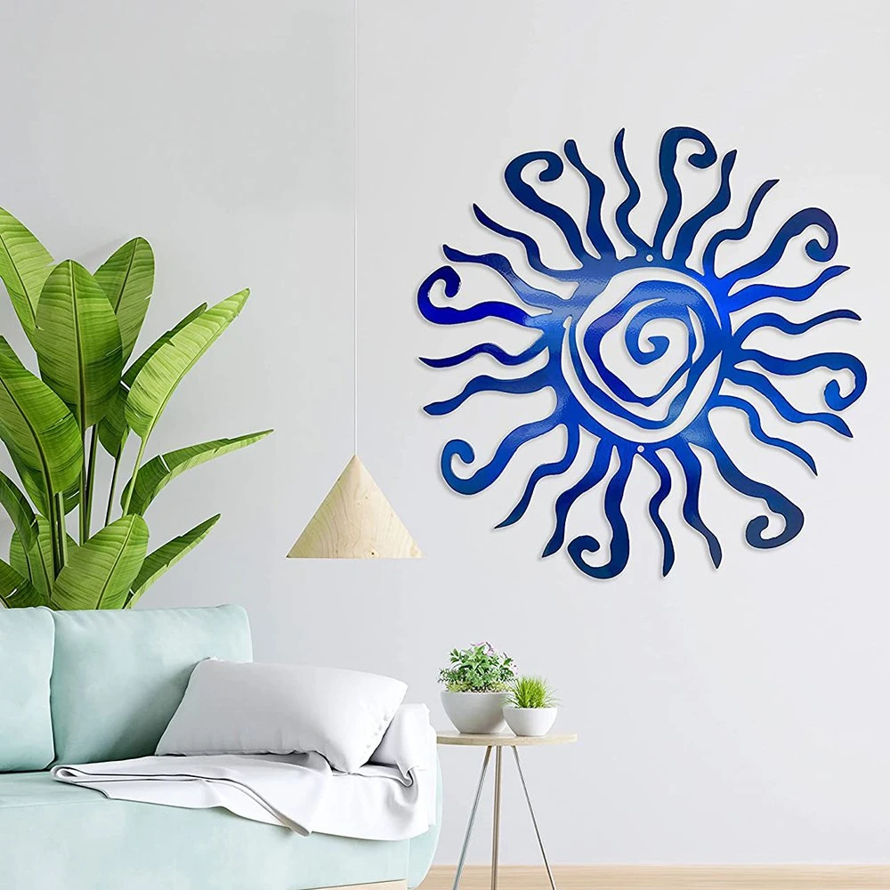 Blaue Wacky Sun PVC Wandkunst Innen Outdoor Dekoration Wand Skulptur - Ideal für Gartenhaus Bauernhaus Terrasse und Schlafzimmer Dekoration