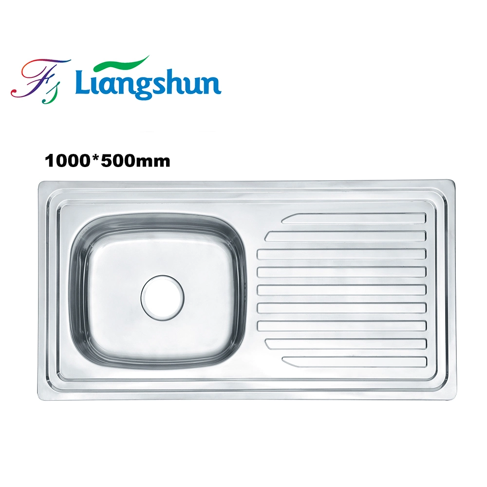 K-8060 Liangshun 80X60cm Single Bowl with Drainerboard Farmhouse Kitchen Stainless Steel Sink