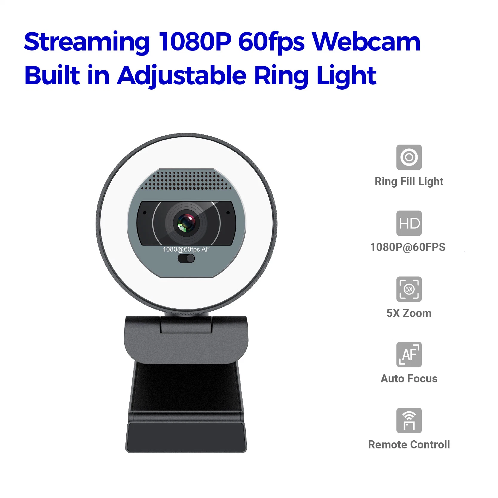 Streaming Camera Live Streaming Webcam with Ring Light HD 1080P Gaming Web Cam USB Webcams for Laptop Desktop Mac