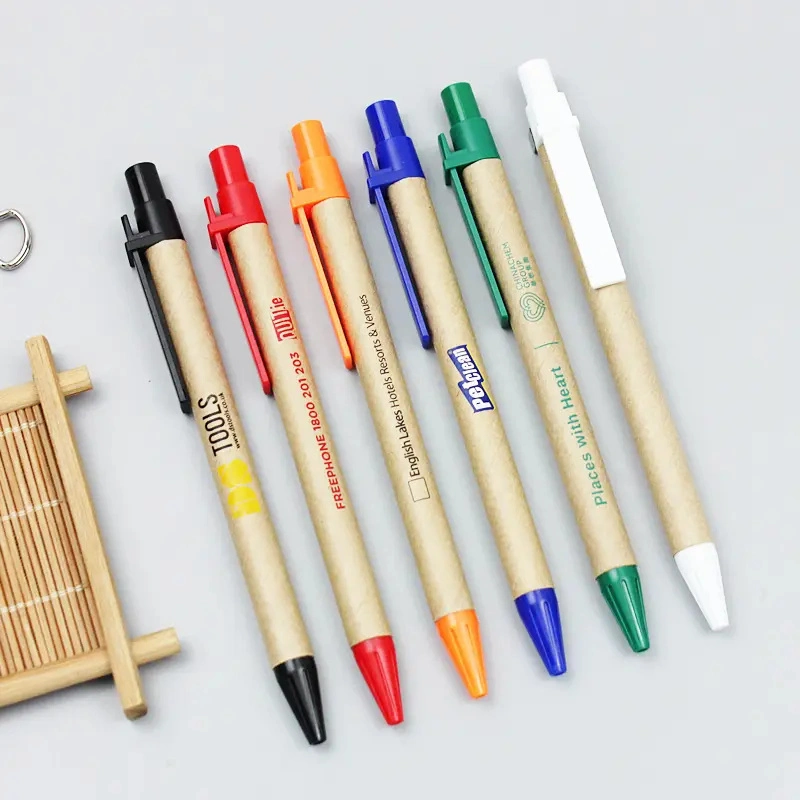 Customized Logo Eco-Friendly Paper Plastic Writing Ballpoint Pen for Promos