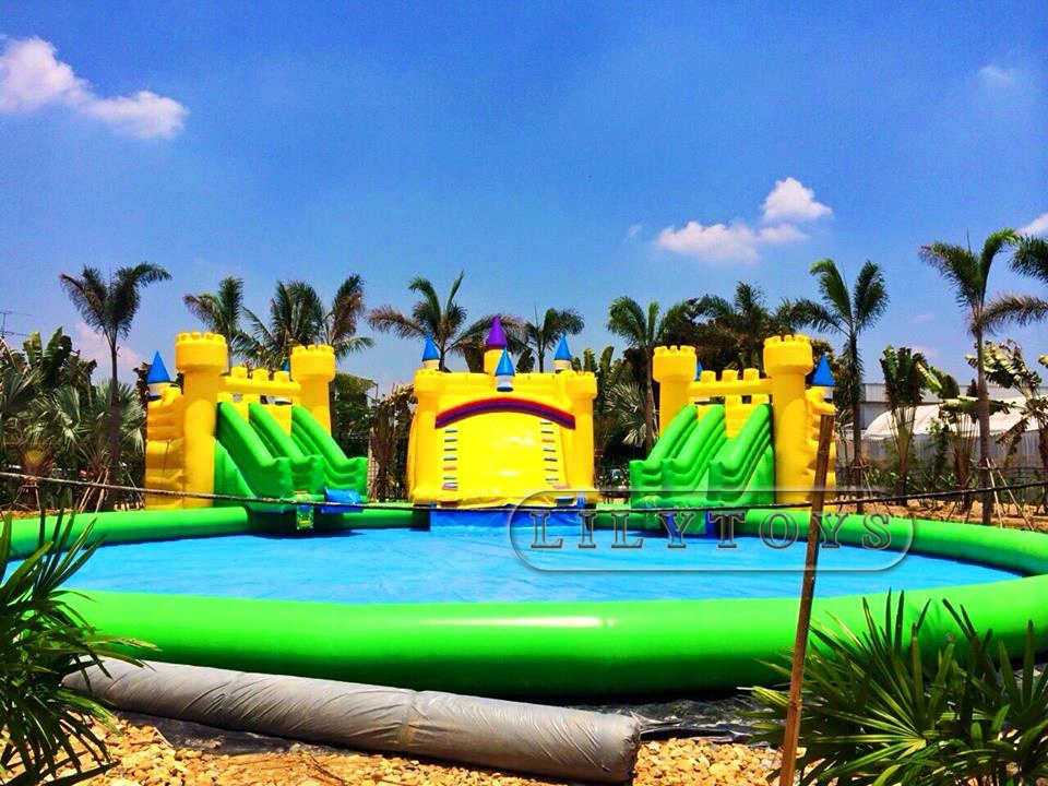 Inflables juegos al aire libre Parque Acuático con piscina para deportes de agua