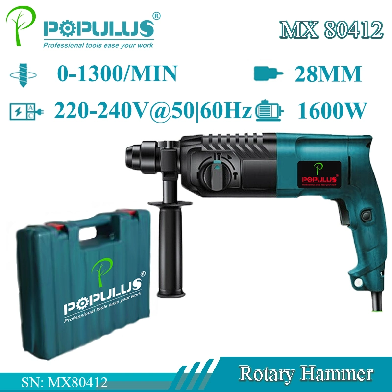 Populus New Arrival Industrial Quality Rotary Hammer Power Tools 1600W Electric Hammer for Malaysia Market
