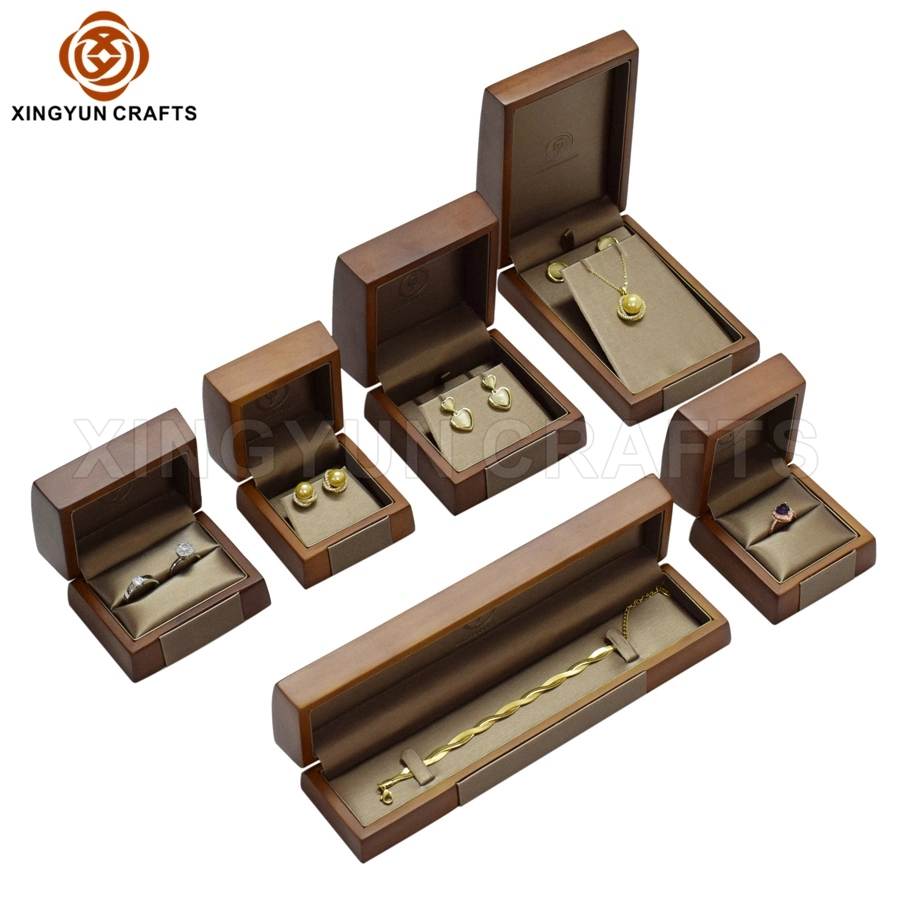 Luxus Walnuss Holz Schmuck Set Paket Box Brown Lack Malerei Aufbewahrungsbox Für Schmuckkästchen