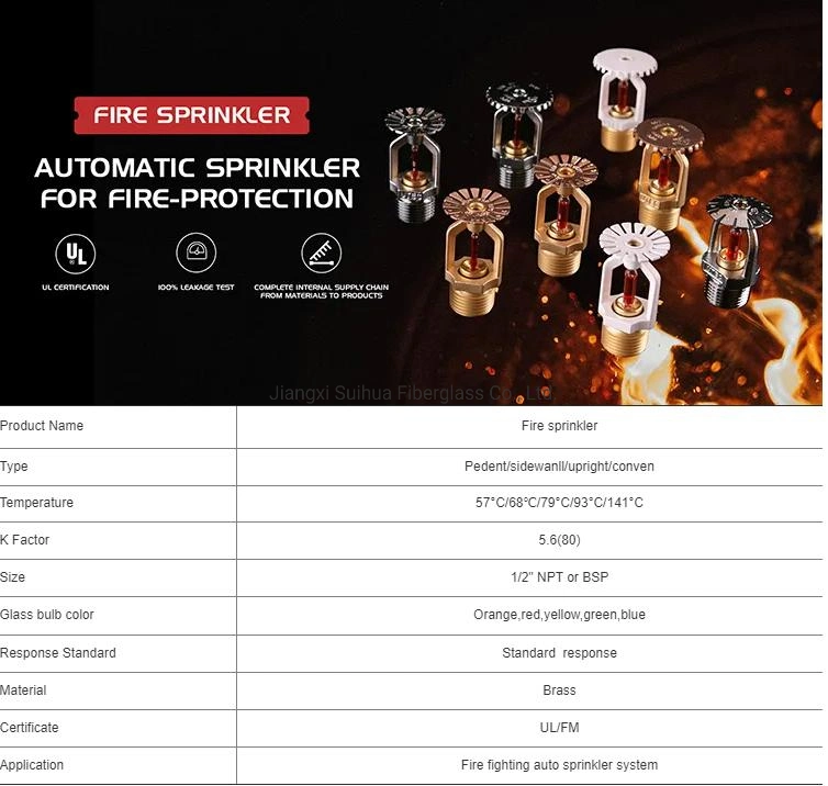 57/68/79/93/141 Degree UL Standard Chrome Plated or White Paint Sidewall Types of Fire Sprinklers