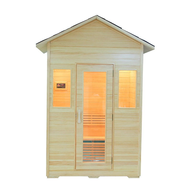 Sauna de vapor de madera Sala de sauna seca para 2-3 personas exterior Sauna infrarroja