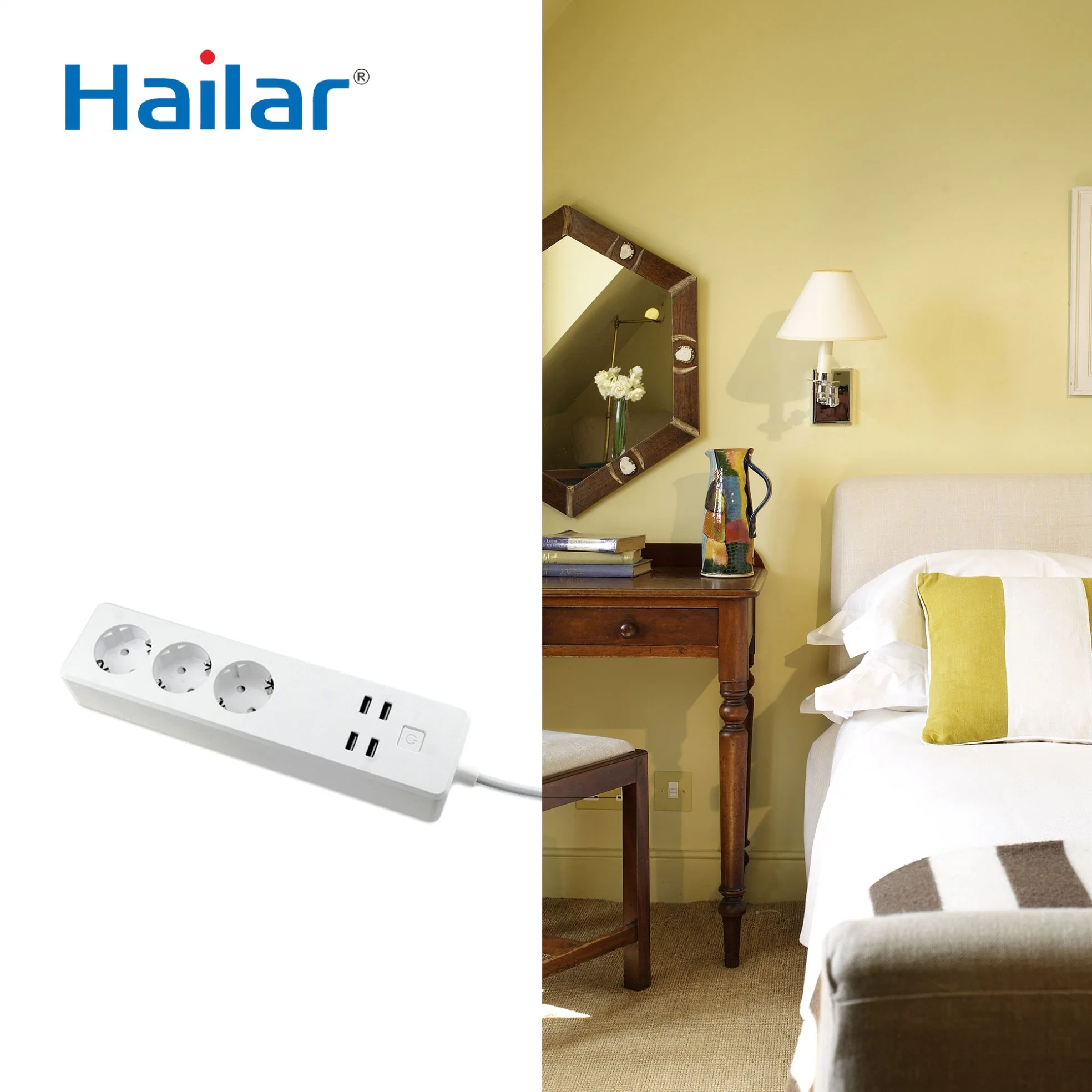 Hailar EU Smart Home Multi Plug and Sockets WiFi Power Strip with USB Outlet