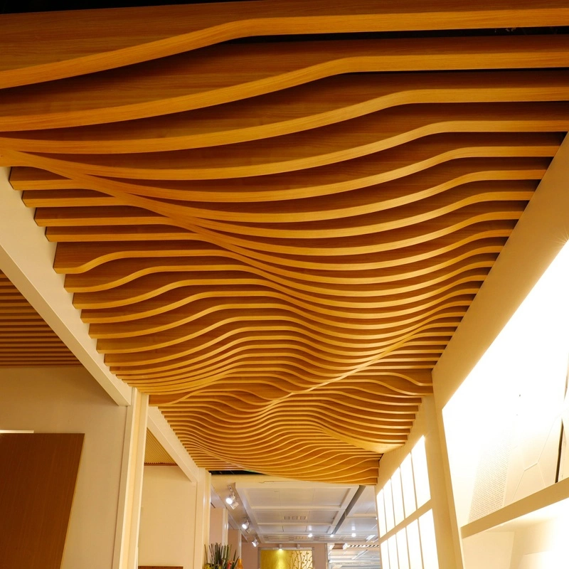 Curved Ceiling Design Custom Aluminum Fireproof Wave Baffle Ceiling Tile for Interior Wall Roof Decoration