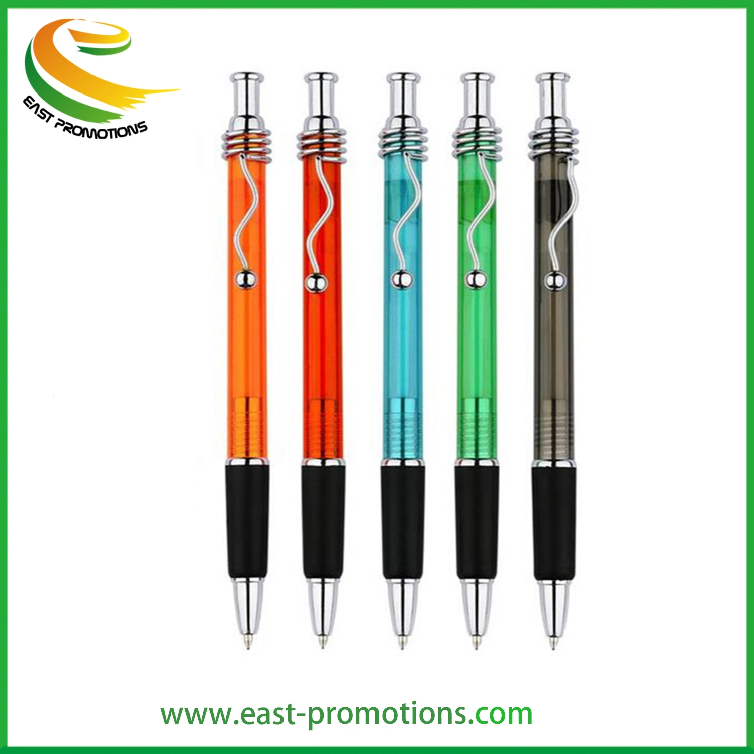 Custom Cheap Promotional Click Ball Point Pen with Metal Clip for Office Stationery