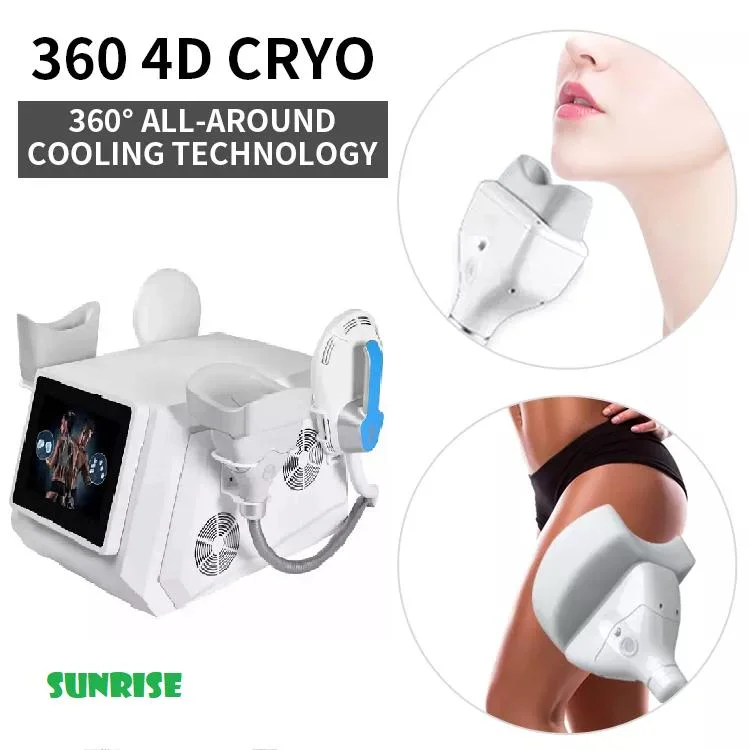 O tratamento portátil de 4 PCS processa a redução de 360 graus da Cryo Cryolipolysis Cellulite Congelação de gordura Cryo Slimming EMS Slim Muscle Trainer Salon Equipment