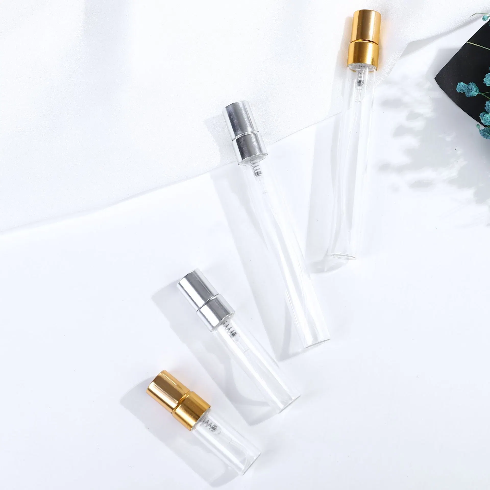 Hot Sale 10ml Perfume Glass Sprayer Bottle with White Black Plastic Mist Sprayer