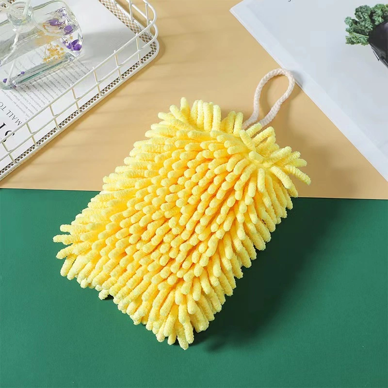 Daily Use Kitchen Bathroom Cleaning Pad Water-Absorbing Quick-Drying Chenille Hand Towel