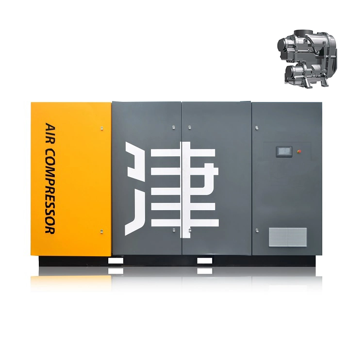 Industrial Electric High Efficiency Adjustable Variable Speed 75 Kw 100HP Cfm Bar Double Stage Compression Rotary Screw Air Compressor OEM with CE ISO