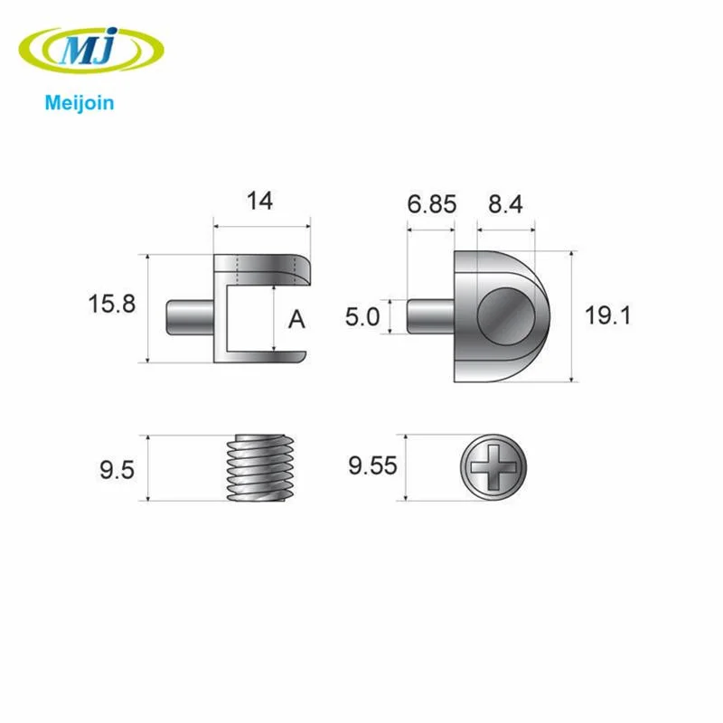 Furniture Fittings Surface Mounted Support Glass Support