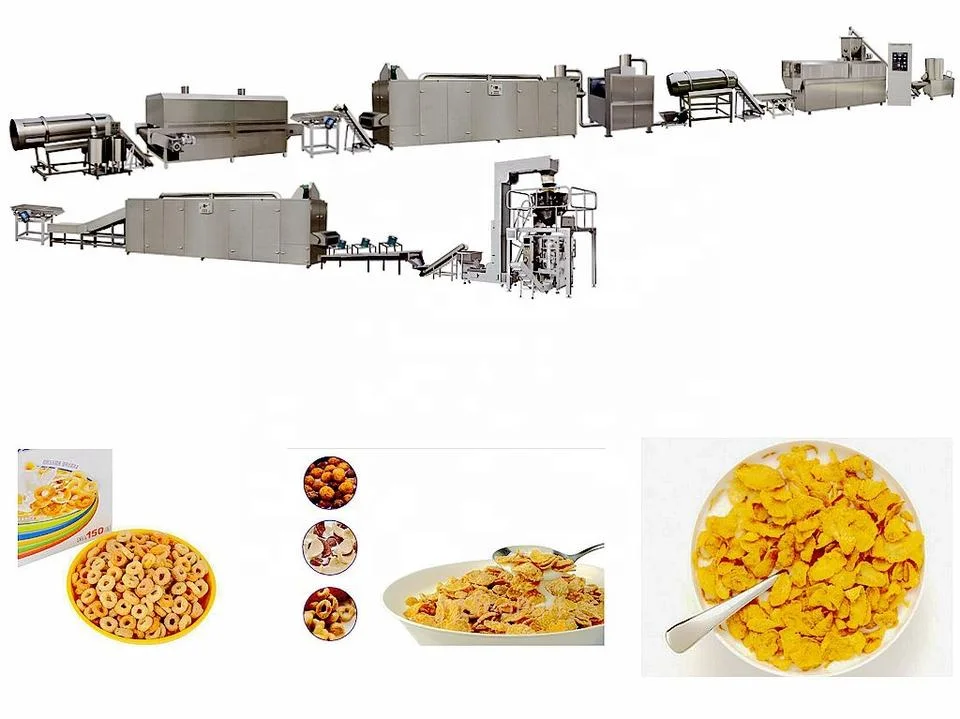 Twin Screw Extrusion Food Processing Line Cheese Balls Manufacturing Maker Plant Corn Flakes Coco Pops Breakfast Cereals Snacks Food Making Machine