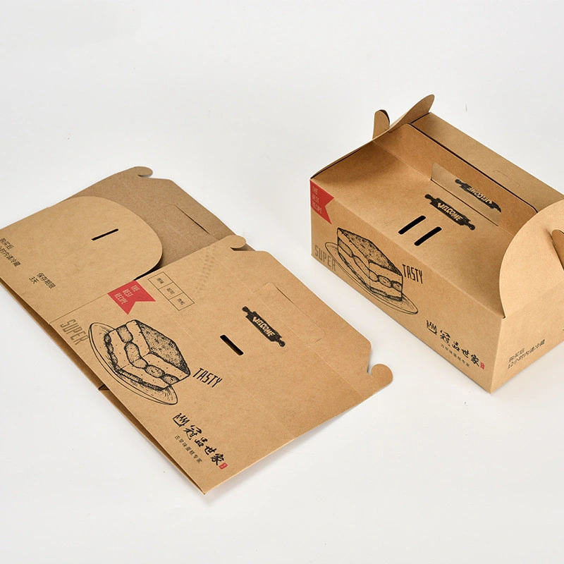 Fabricantes de China personalizados Eco amigável reciclável impressão logotipo Fried Chicken Takeaway Takeout entregar caixa de embalagens de papel Kraft