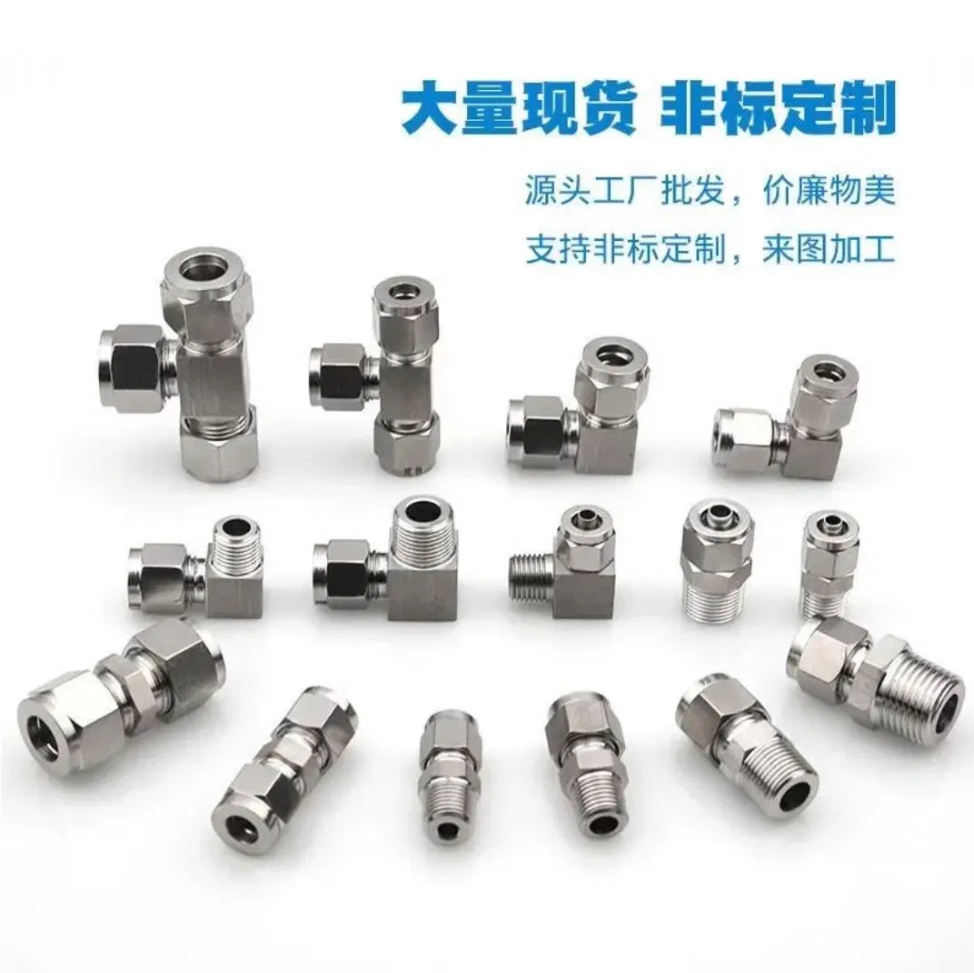 NPT Twin Ferrule Compression Tube Fittings 316 Stainless Steel 90 Male Elbow, SS304 Hexagonal External Thread Pipe Fitting, CNC Machined Part