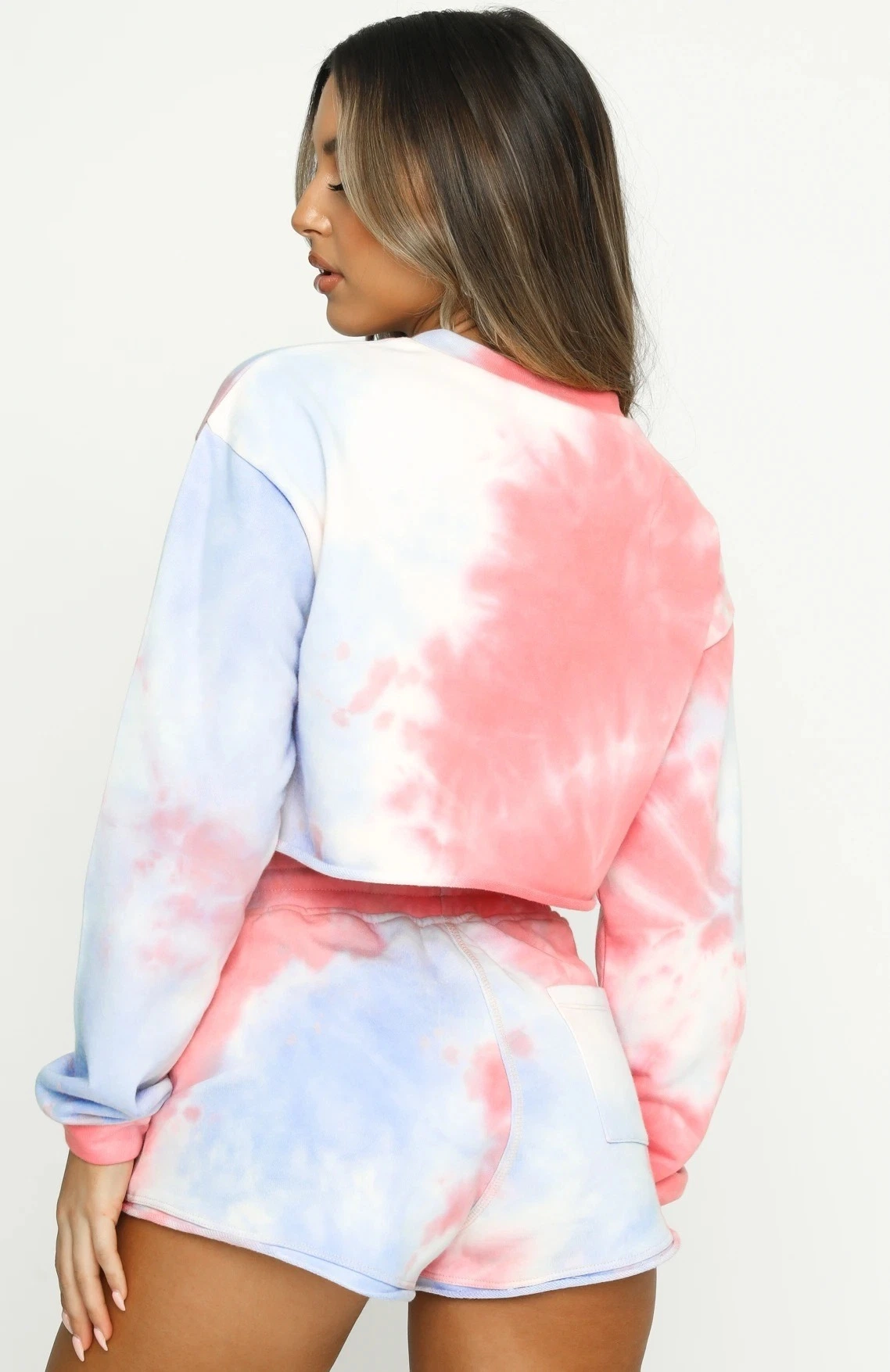 Ladies Causal Sport Tie-Dye Long Sleeve Tee/Short Suit