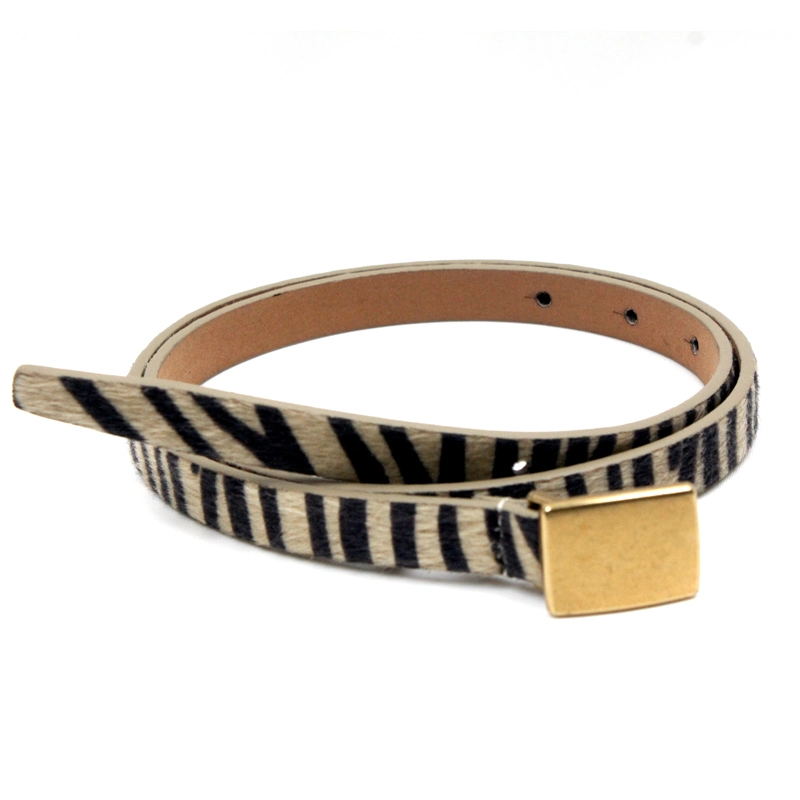 Slim Brand Design Fashion Accessories Lady&prime; S PU Belt with Gold Metal Accessories