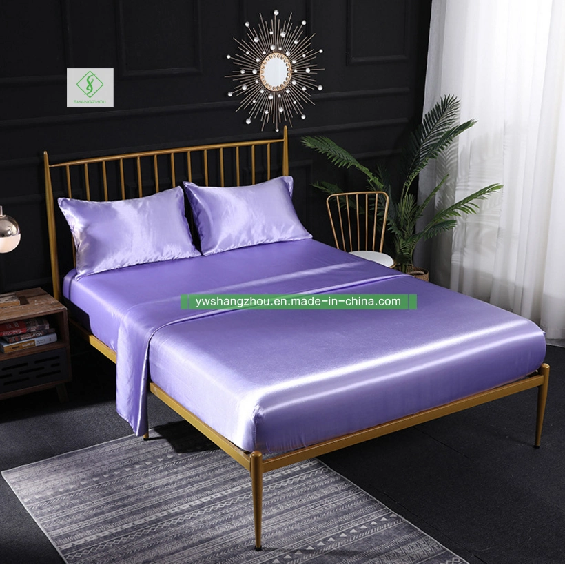 Conjunto de ropa de cama de satén liso almohadón de verano Home Textile montada hoja