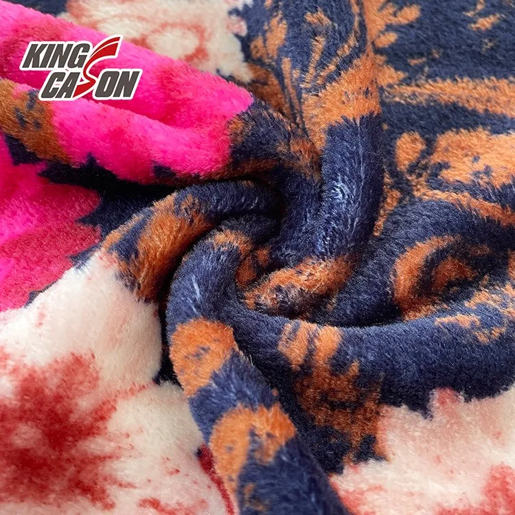 Kingcason Factory Direct Double Faced Floral Printing Flannel Fleece Fabric for Home Textiles