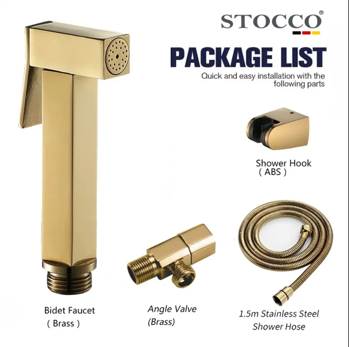 Chrome Toilet Shattaf Spray Bathroom Rose Golden Shattaf Toilet Bidet Matte Golden Shattaf Set with PVC Hose