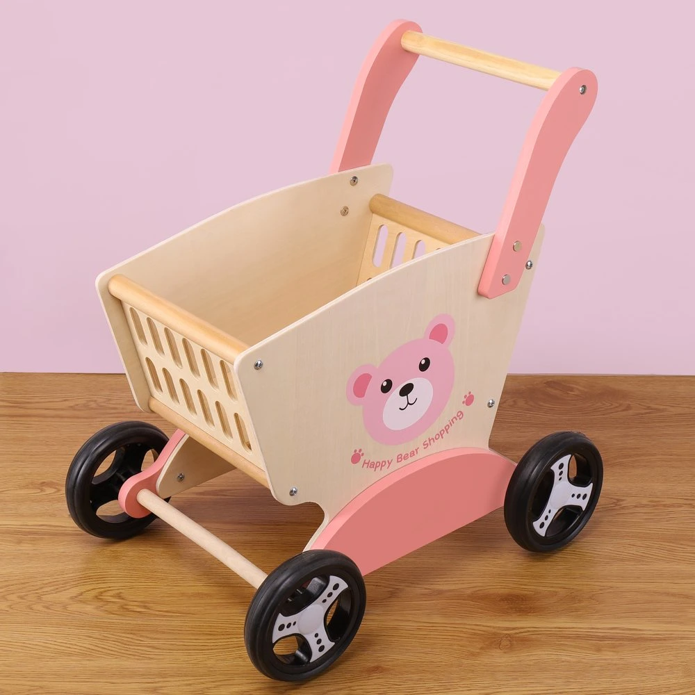 Wooden Bear Shopping Cart Kids Education